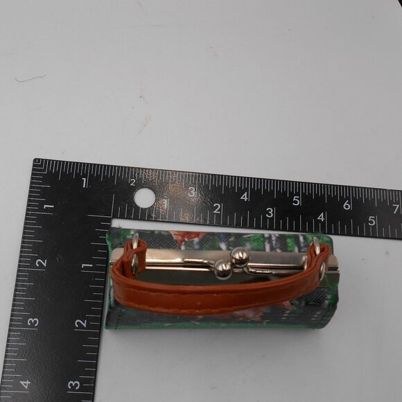 MINI LIPSTICK HORSE THEME PURSE GREEN BROWN AND SILVER CUTE - Picture 12 of 12